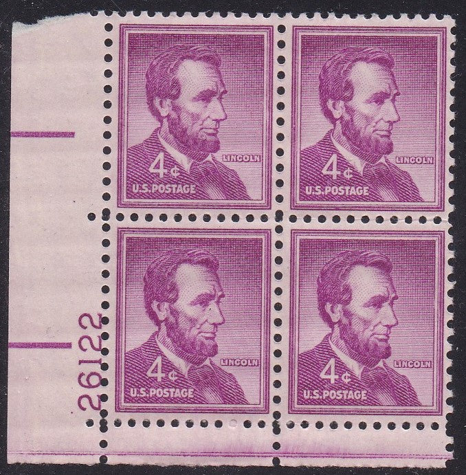 # 1036a (1954) Lincoln, Dry - PB, LL #26122, MNH [9]