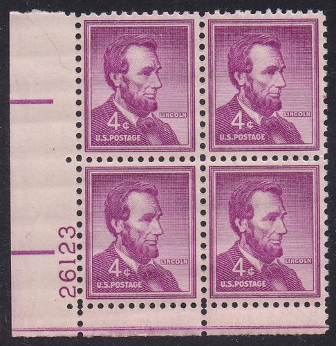 # 1036a (1954) Lincoln, Dry - PB, LL #26123, XF MNH [15]