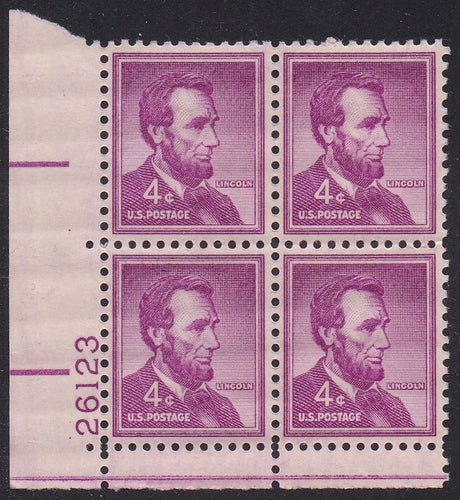 # 1036a (1954) Lincoln, Dry - PB, LL #26123, MNH [10]
