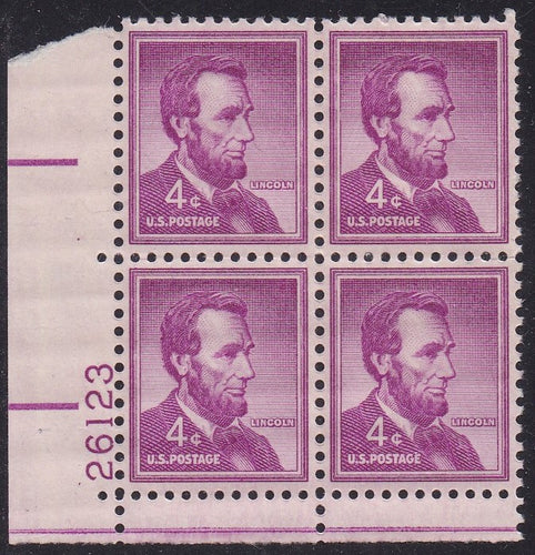 # 1036a (1954) Lincoln, Dry - PB, LL #26123, MNH [11]