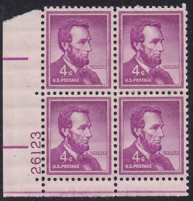 # 1036a (1954) Lincoln, Dry - PB, LL #26123, MNH [11]