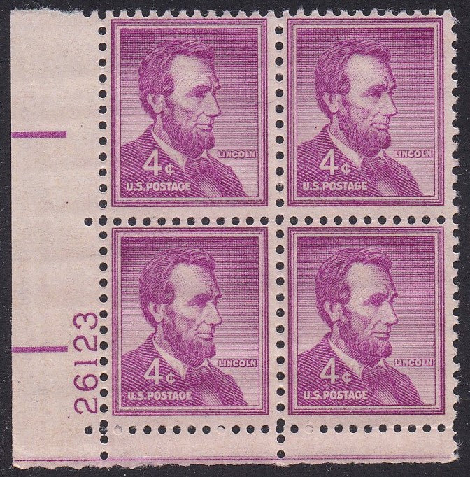 # 1036a (1954) Lincoln, Dry - PB, LL #26123, MNH [1]