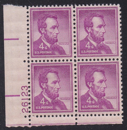 # 1036a (1954) Lincoln, Dry - PB, LL #26123, MNH [2]