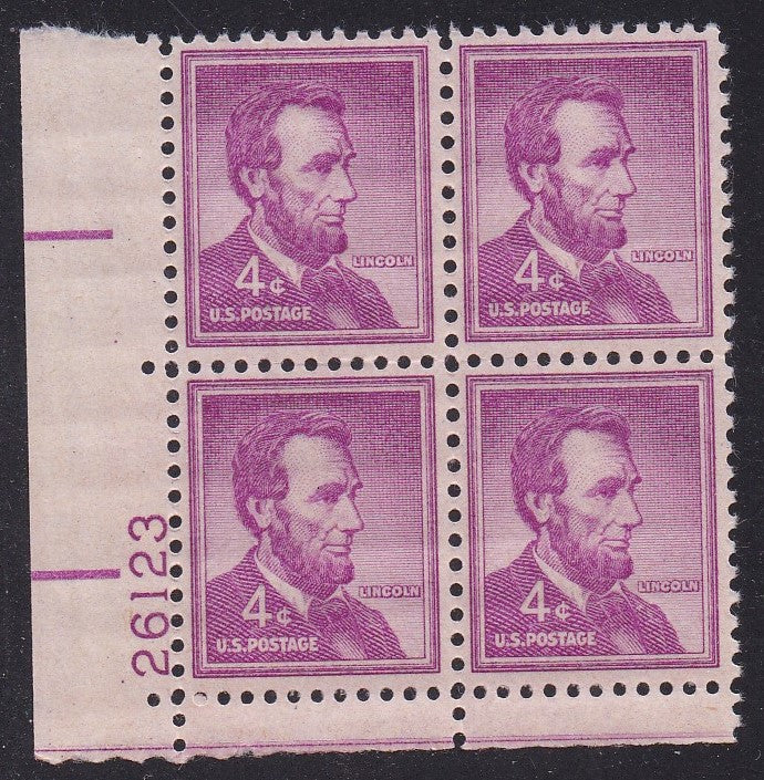# 1036a (1954) Lincoln, Dry - PB, LL #26123, MNH [2]
