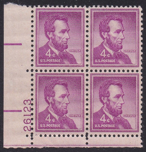 # 1036a (1954) Lincoln, Dry - PB, LL #26123, MNH [3]
