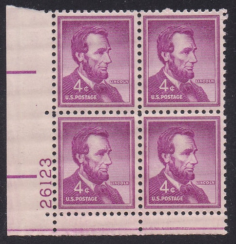 # 1036a (1954) Lincoln, Dry - PB, LL #26123, MNH [5]