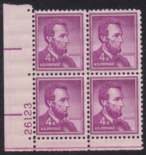 # 1036a (1954) Lincoln, Dry - PB, LL #26123, MNH [7]