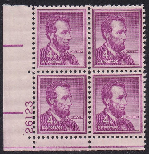 # 1036a (1954) Lincoln, Dry - PB, LL #26123, MNH [9]