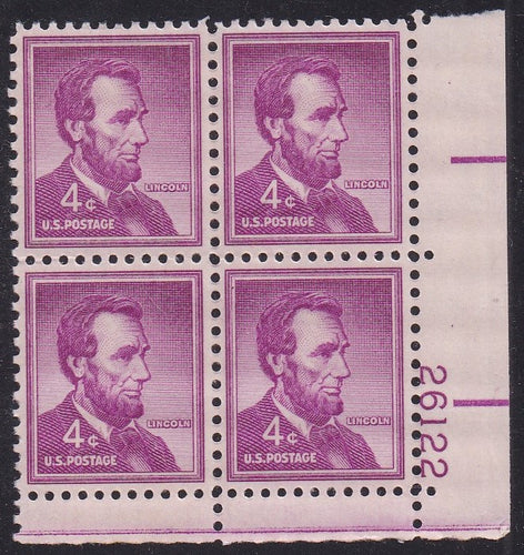 # 1036a (1954) Lincoln, Dry - PB, LR #26122, MNH [10]