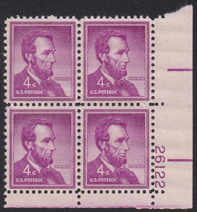 # 1036a (1954) Lincoln, Dry - PB, LR #26122, MNH [13]