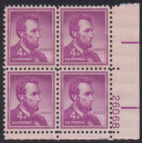 # 1036a (1954) Lincoln, Dry - PB, LR #26122, MNH [3]