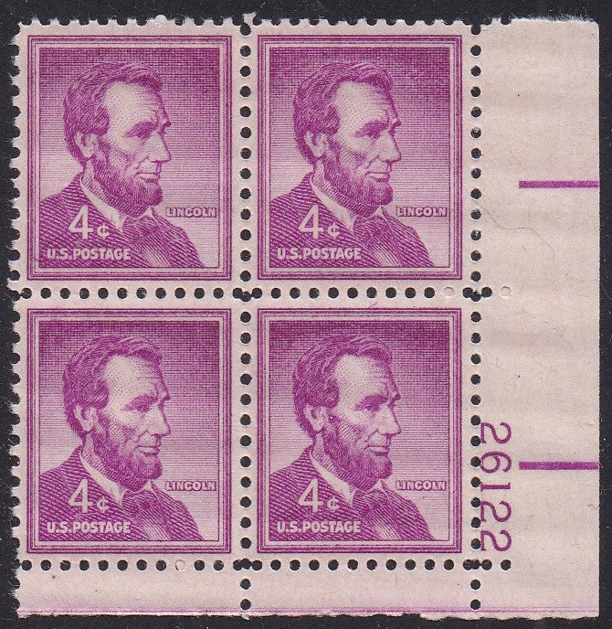 # 1036a (1954) Lincoln, Dry - PB, LR #26122, MNH [9]