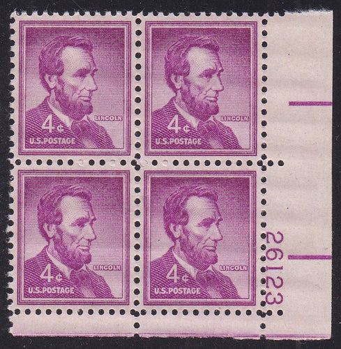 # 1036a (1954) Lincoln, Dry - PB, LR #26123, XF MNH [16]