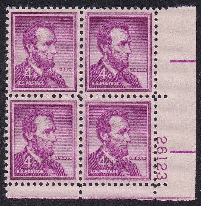 # 1036a (1954) Lincoln, Dry - PB, LR #26123, XF MNH [16]