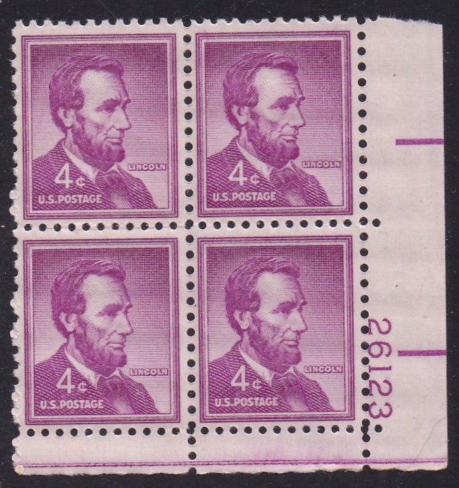 # 1036a (1954) Lincoln, Dry - PB, LR #26123, MNH [10]