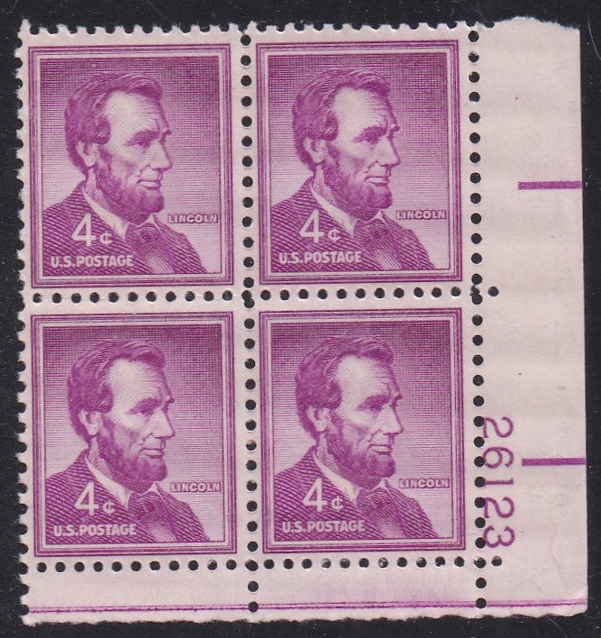 # 1036a (1954) Lincoln, Dry - PB, LR #26123, MNH [12]