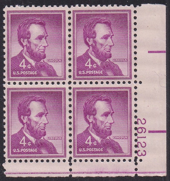 # 1036a (1954) Lincoln, Dry - PB, LR #26123, MNH [15]