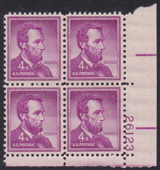 # 1036a (1954) Lincoln, Dry - PB, LR #26123, MNH [3]