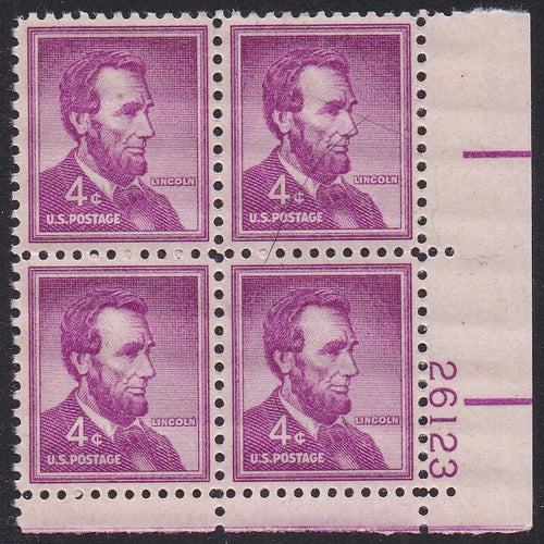 # 1036a (1954) Lincoln, Dry - PB, LR #26123, MNH [5]