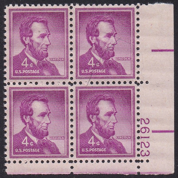 # 1036a (1954) Lincoln, Dry - PB, LR #26123, MNH [5]