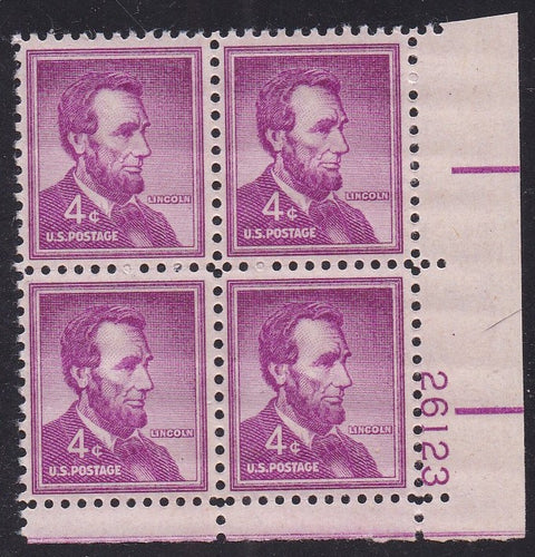 # 1036a (1954) Lincoln, Dry - PB, LR #26123, MNH [6]