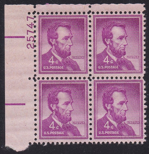 # 1036a (1954) Lincoln, Dry - PB, UL #25747, MNH [1]
