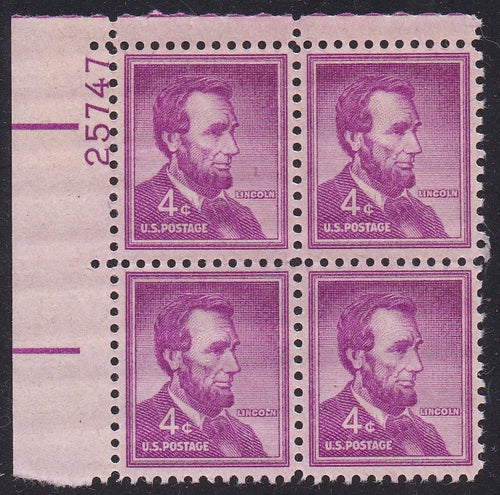 # 1036a (1954) Lincoln, Dry - PB, UL #25747, MNH [2]