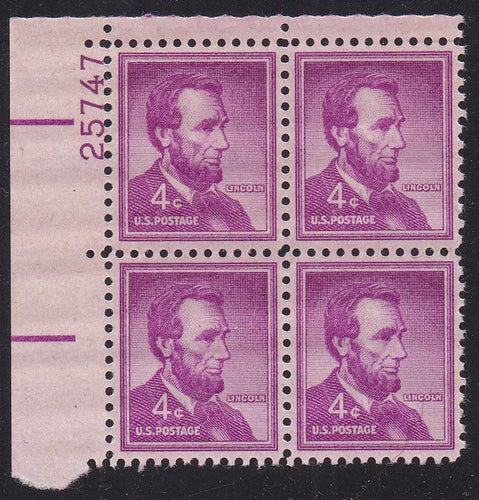# 1036a (1954) Lincoln, Dry - PB, UL #25747, MNH [5]