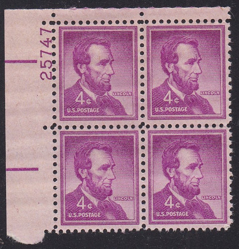 # 1036a (1954) Lincoln, Dry - PB, UL #25747, MNH [7]