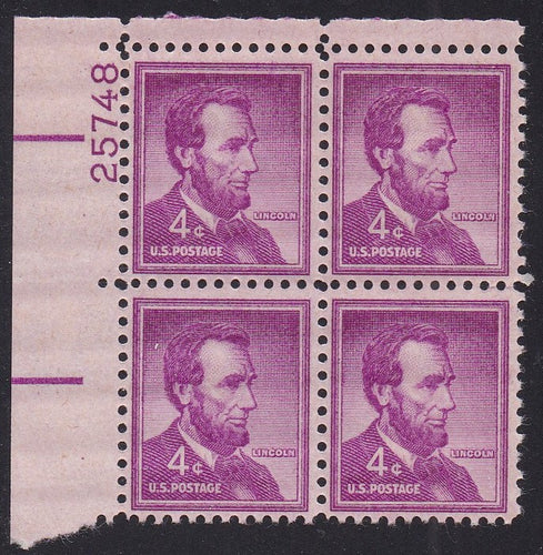 # 1036a (1954) Lincoln, Dry - PB, UL #25748, MNH [5]