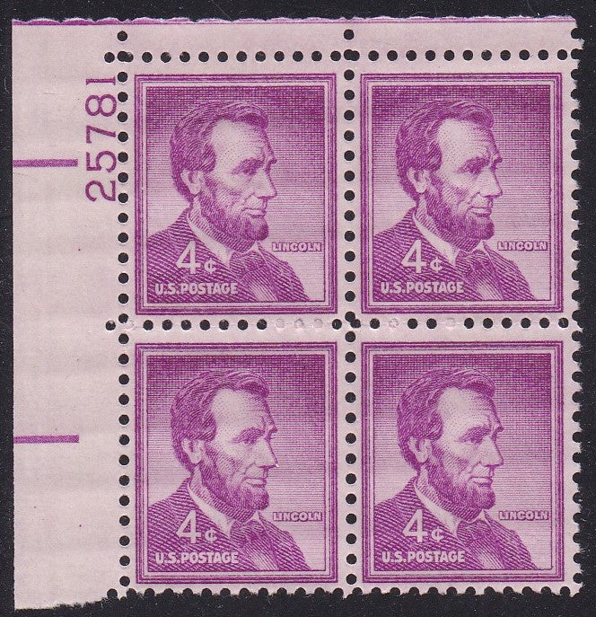 # 1036a (1954) Lincoln, Dry - PB, UL #25781, MNH [1]