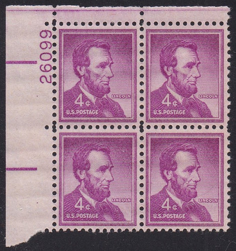 # 1036a (1954) Lincoln, Dry - PB, UL #26099, MNH [1]