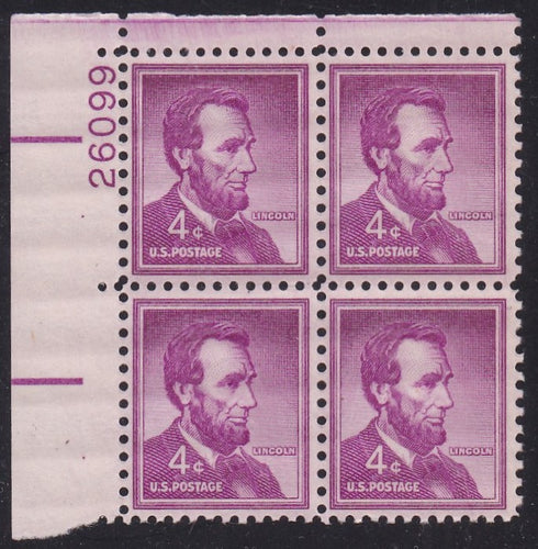 # 1036a (1954) Lincoln, Dry - PB, UL #26099, MNH [2]