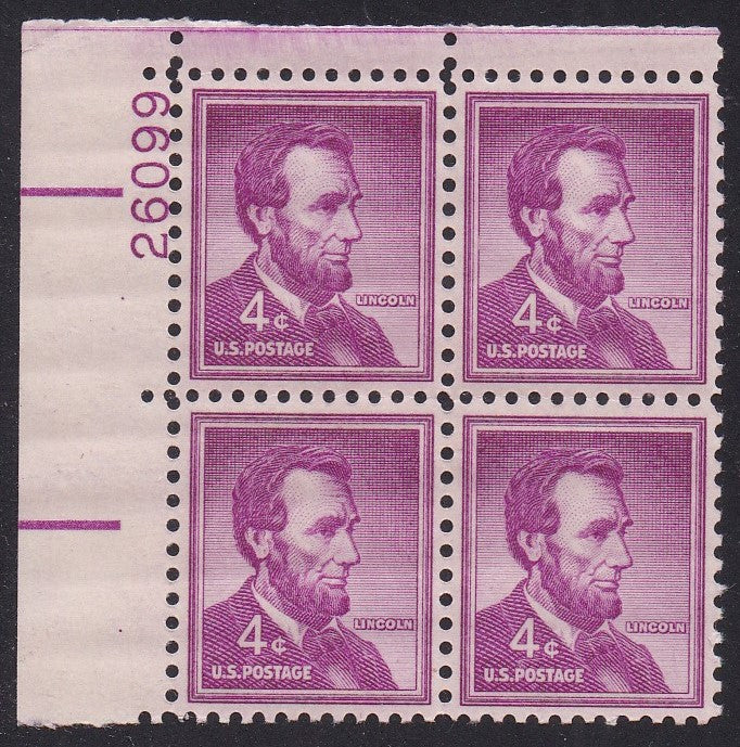 # 1036a (1954) Lincoln, Dry - PB, UL #26099, MNH [5]
