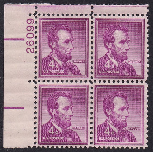 # 1036a (1954) Lincoln, Dry - PB, UL #26099, MNH [7]