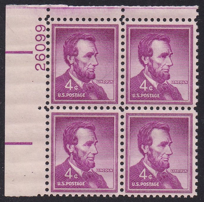 # 1036a (1954) Lincoln, Dry - PB, UL #26099, MNH [7]