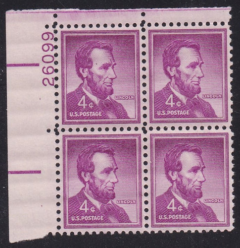 # 1036a (1954) Lincoln, Dry - PB, UL #26099, MNH [8]