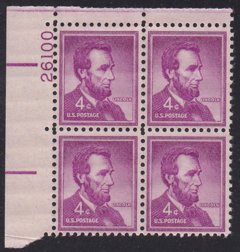 # 1036a (1954) Lincoln, Dry - PB, UL #26100, MNH [1]