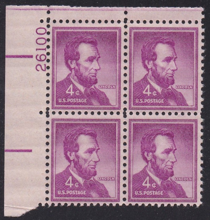 # 1036a (1954) Lincoln, Dry - PB, UL #26100, MNH [1]