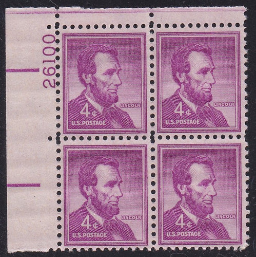 # 1036a (1954) Lincoln, Dry - PB, UL #26100, MNH [2]