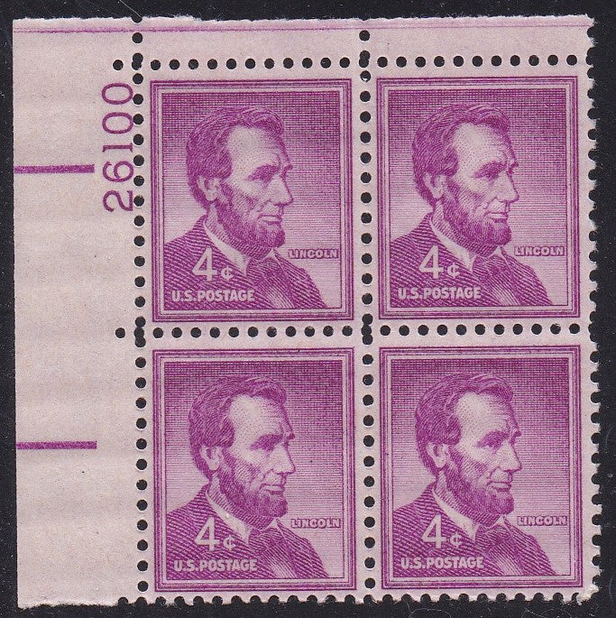 # 1036a (1954) Lincoln, Dry - PB, UL #26100, MNH [2]