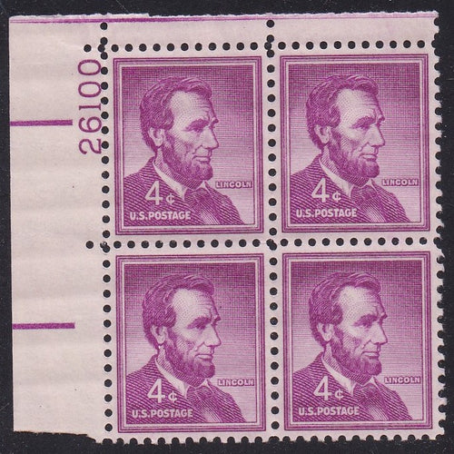 # 1036a (1954) Lincoln, Dry - PB, UL #26100, MNH [4]