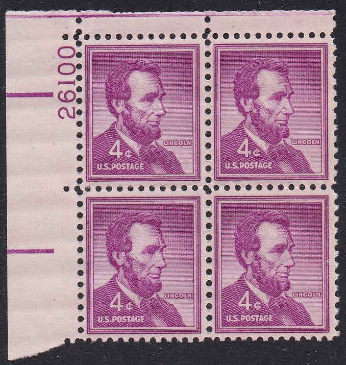 # 1036a (1954) Lincoln, Dry - PB, UL #26100, MNH [5]