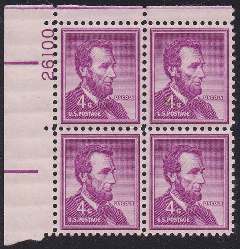 # 1036a (1954) Lincoln, Dry - PB, UL #26100, MNH [6]