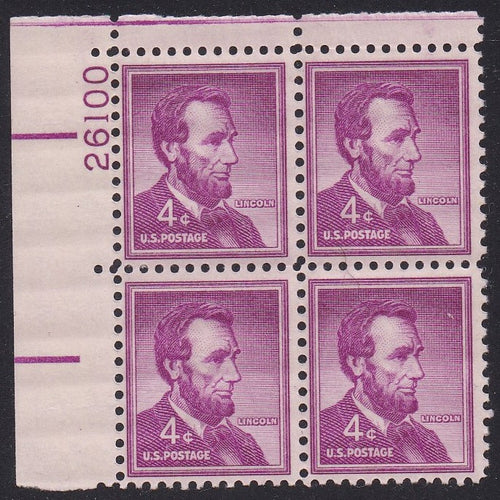 # 1036a (1954) Lincoln, Dry - PB, UL #26100, MNH [7]