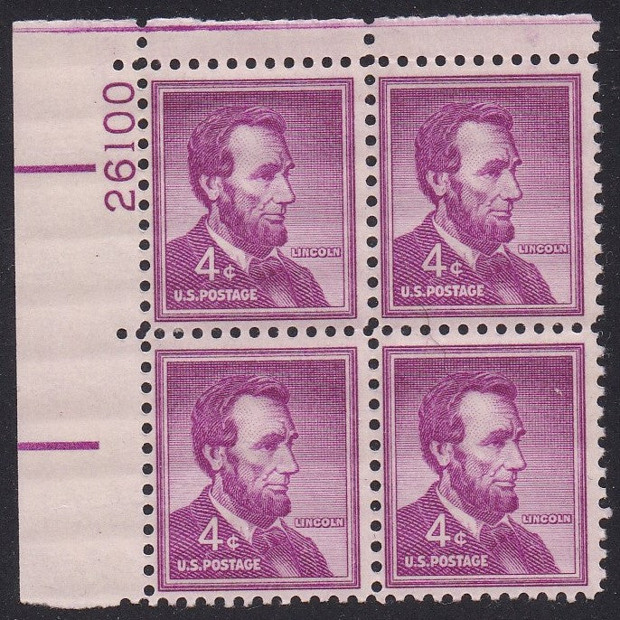 # 1036a (1954) Lincoln, Dry - PB, UL #26100, MNH [7]