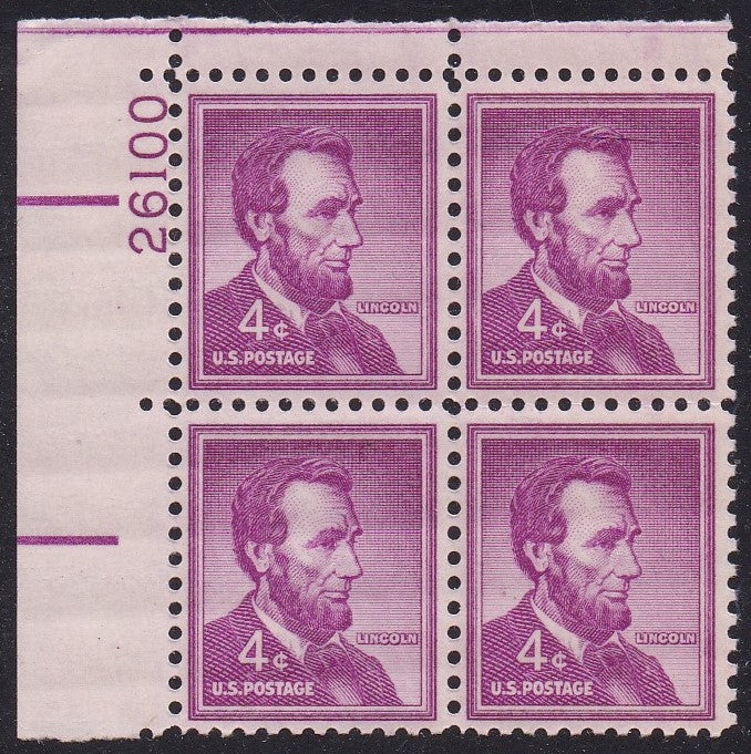 # 1036a (1954) Lincoln, Dry - PB, UL #26100, MNH [8]