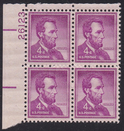 # 1036a (1954) Lincoln, Dry - PB, UL #26123, MNH [1]