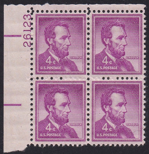 # 1036a (1954) Lincoln, Dry - PB, UL #26123, MNH [2]