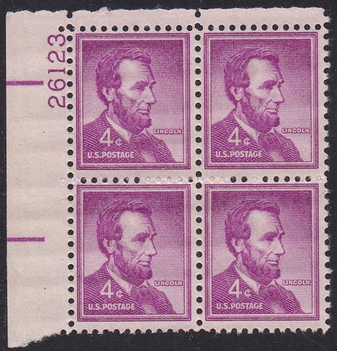 # 1036a (1954) Lincoln, Dry - PB, UL #26123, MNH [3]